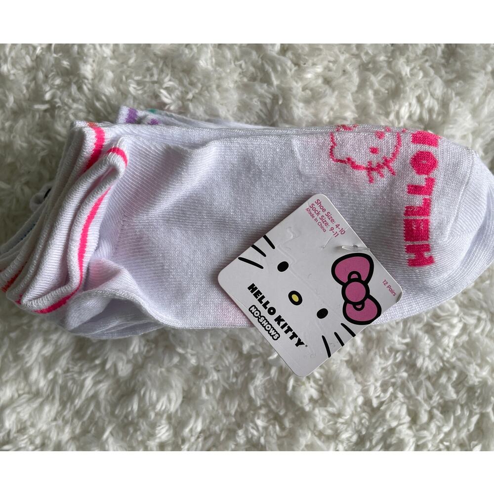 Sanrio Hello Kitty White No Show Socks 12 pairs NEW Size 9-11 Womens